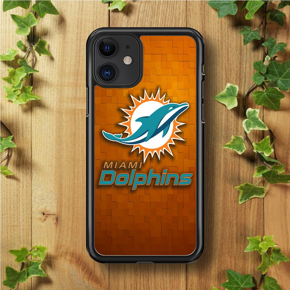 NFL Miami Dolphins 001 iPhone 11 Case-Rubber / Black (2D Case)-Xtracase