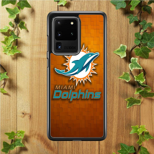 NFL Miami Dolphins 001 Samsung Galaxy S20 Ultra Case-Rubber / White (2D Case)-Xtracase