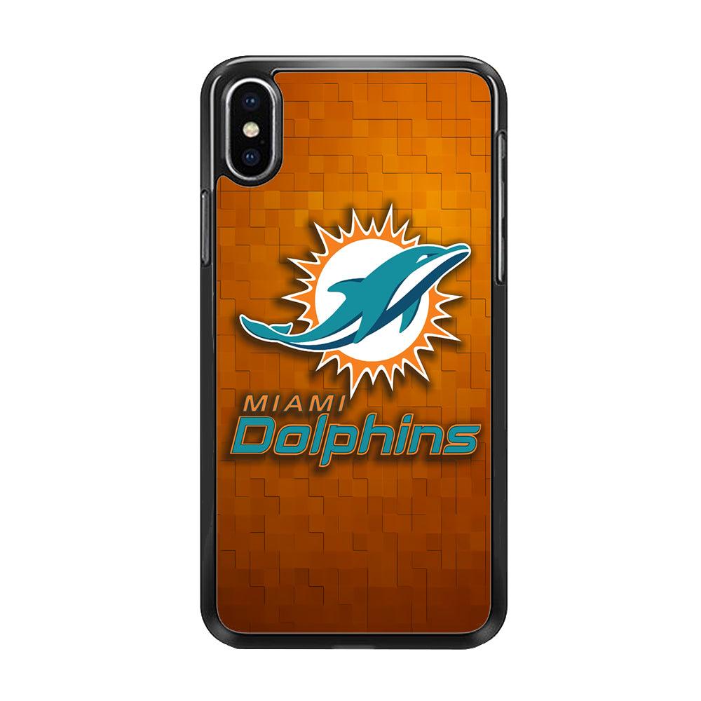 NFL Miami Dolphins 001 iPhone X Case-Rubber / Black (2D Case)-Xtracase