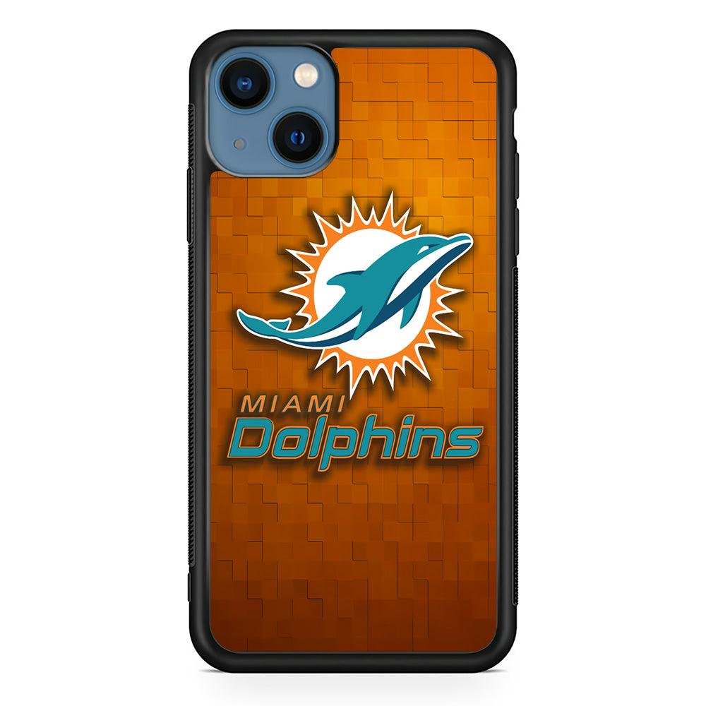 NFL Miami Dolphins 001 iPhone 13 Mini Case-Rubber / Black (2D Case)-Xtracase
