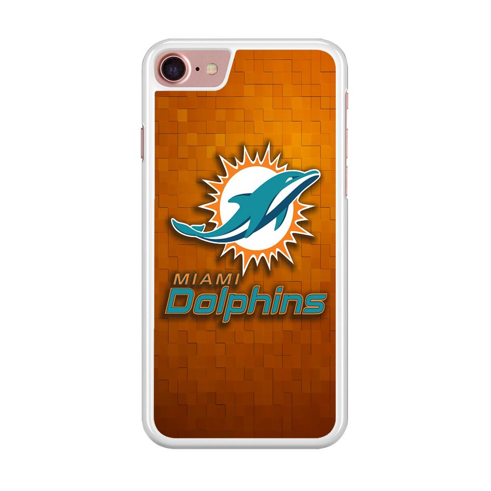 NFL Miami Dolphins 001 iPhone 7 Case-Rubber / White (2D Case)-Xtracase
