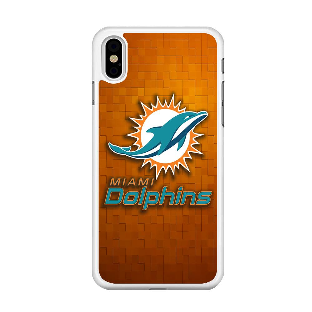 NFL Miami Dolphins 001 iPhone X Case-Rubber / White (2D Case)-Xtracase