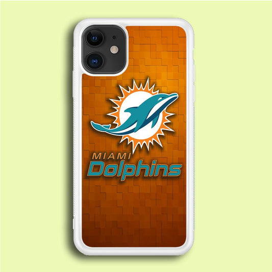 NFL Miami Dolphins 001 iPhone 12 Mini Case-Rubber / White (2D Case)-Xtracase