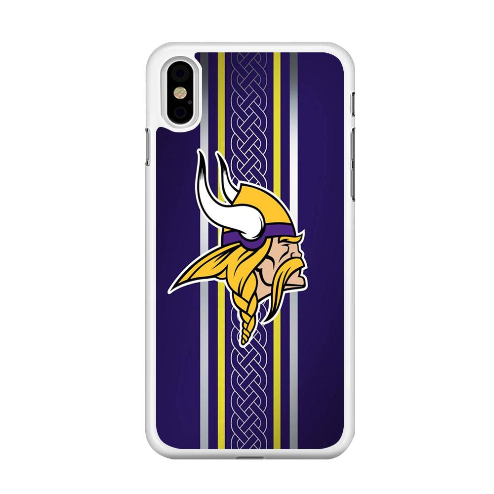 NFL Minnesota Vikings 001 iPhone Xs Case-Rubber / White (2D Case)-Xtracase