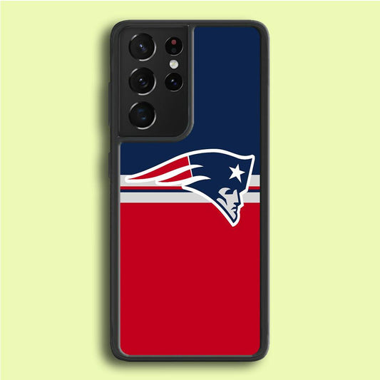 NFL New England Patriots 001 Samsung Galaxy S21 Ultra Case-Rubber / White (2D Case)-Xtracase