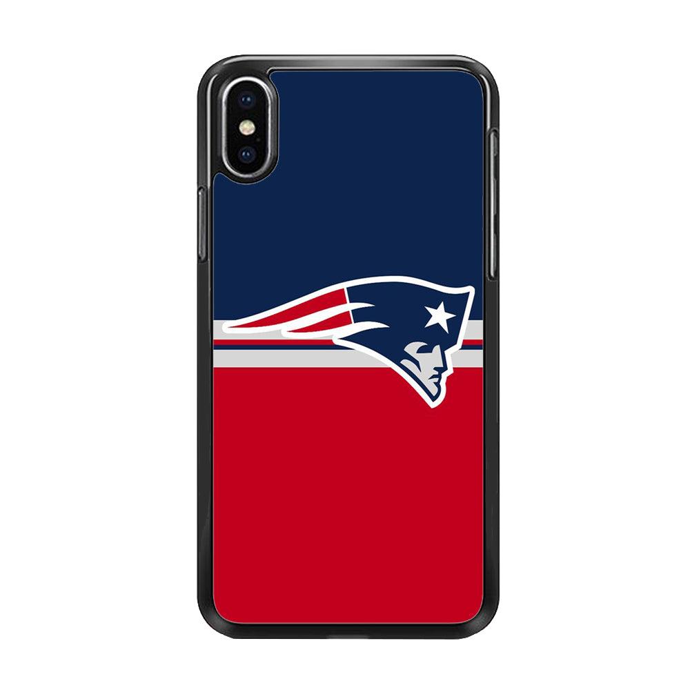 NFL New England Patriots 001 iPhone Xs Max Case-Rubber / Black (2D Case)-Xtracase