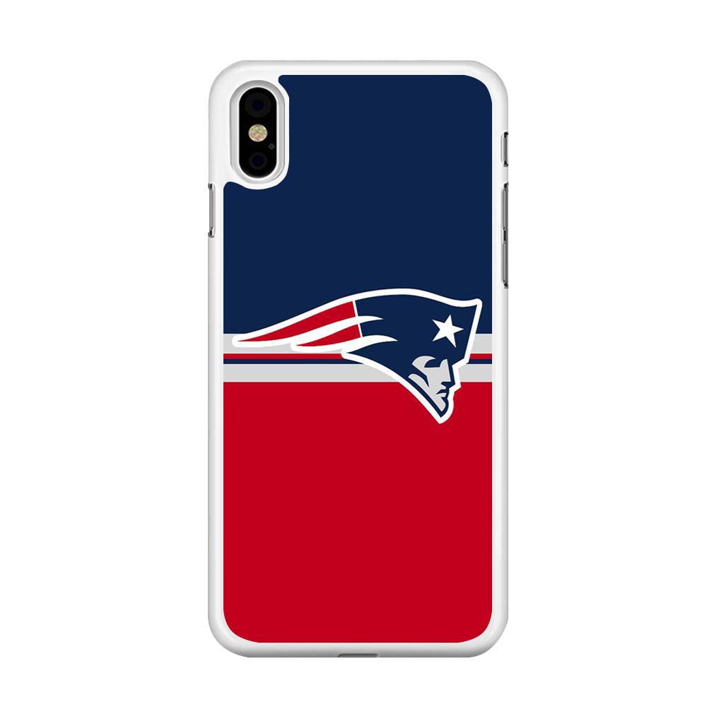 NFL New England Patriots 001 iPhone Xs Max Case-Rubber / White (2D Case)-Xtracase