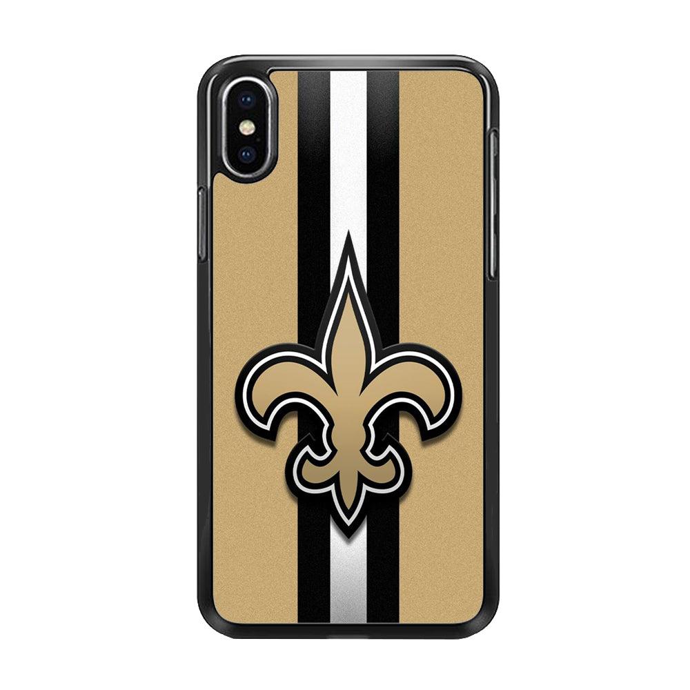 NFL New Orleans Saints 001 iPhone Xs Case-Rubber / Black (2D Case)-Xtracase