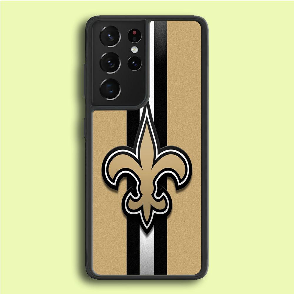 NFL New Orleans Saints 001 Samsung Galaxy S21 Ultra Case-Rubber / White (2D Case)-Xtracase
