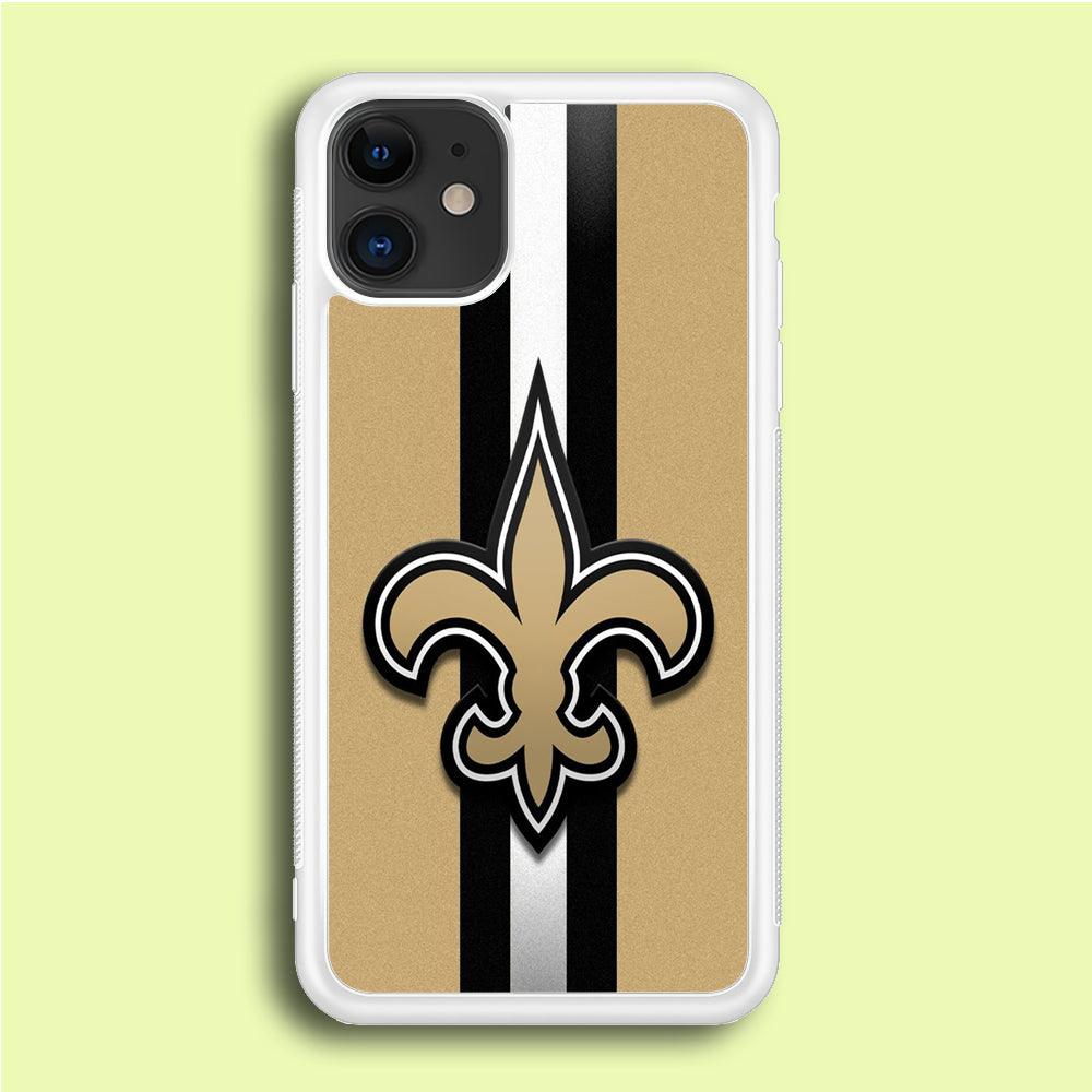 NFL New Orleans Saints 001 iPhone 12 Case-Rubber / White (2D Case)-Xtracase