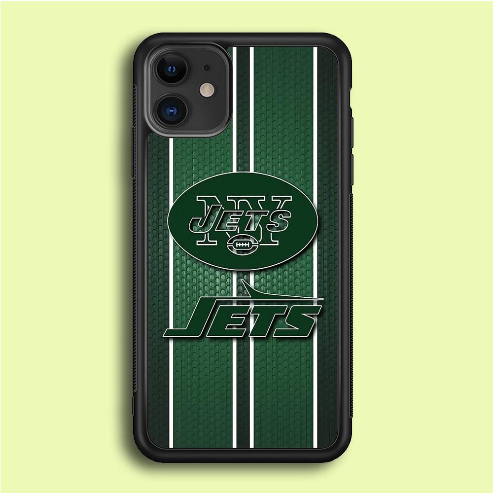 NFL New York Jets 001 iPhone 12 Case-Rubber / Black (2D Case)-Xtracase