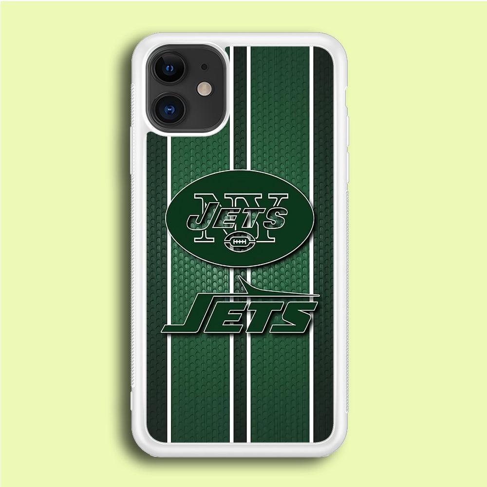 NFL New York Jets 001 iPhone 12 Case-Rubber / White (2D Case)-Xtracase