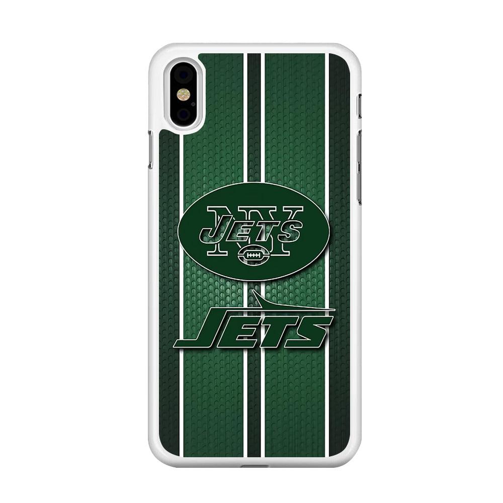 NFL New York Jets 001 iPhone X Case-Rubber / White (2D Case)-Xtracase