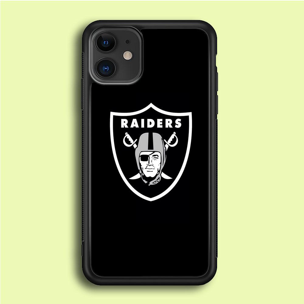 NFL Oakland Raiders 001 iPhone 12 Case-Rubber / Black (2D Case)-Xtracase