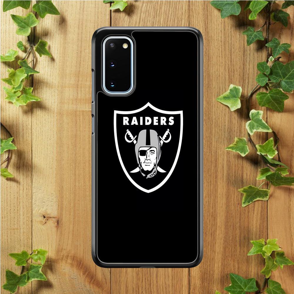 NFL Oakland Raiders 001 Samsung Galaxy S20 Case-Rubber / White (2D Case)-Xtracase