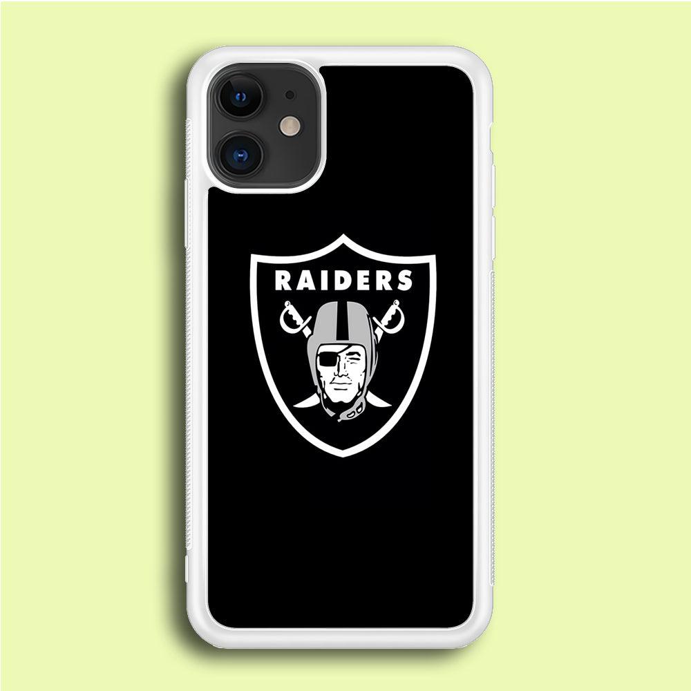 NFL Oakland Raiders 001 iPhone 12 Case-Rubber / White (2D Case)-Xtracase