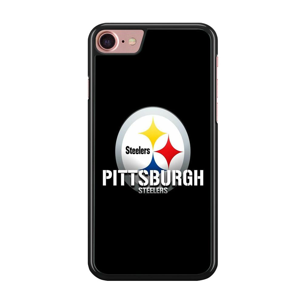 NFL Pittsburgh Steelers 001 iPhone SE 2020 Case-Rubber / Black (2D Case)-Xtracase