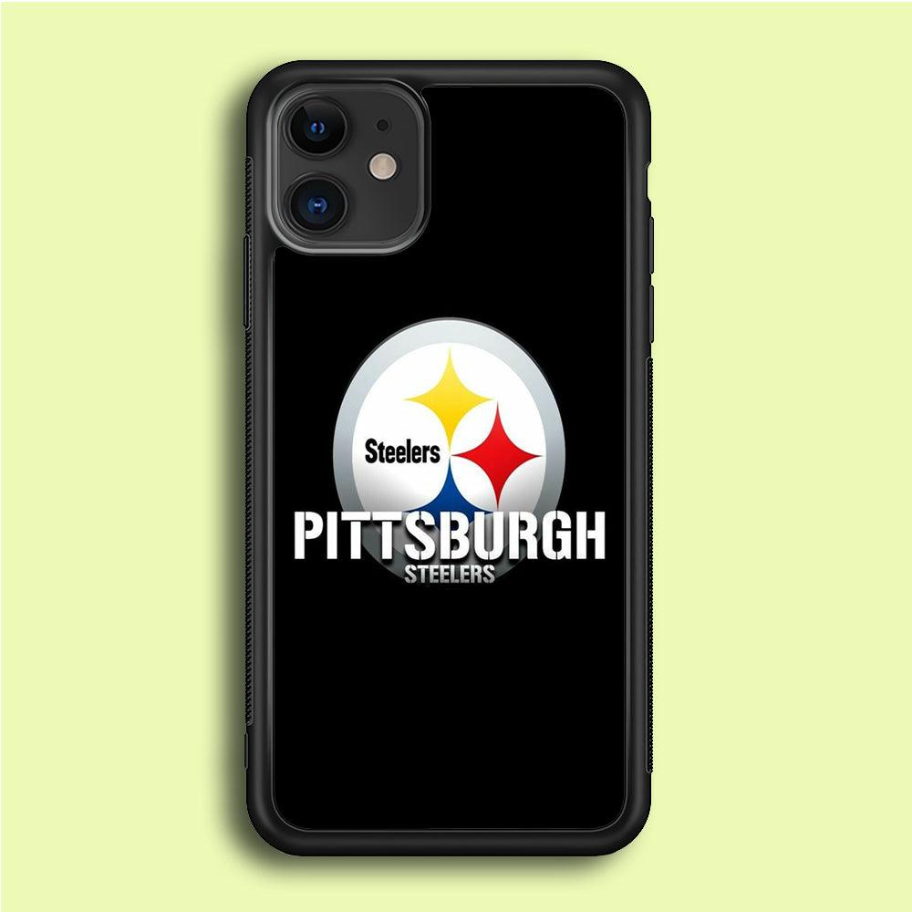 NFL Pittsburgh Steelers 001 iPhone 12 Case-Rubber / Black (2D Case)-Xtracase