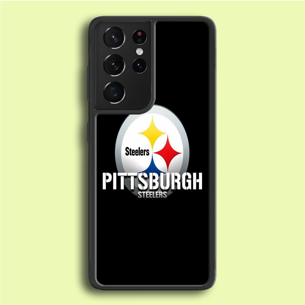 NFL Pittsburgh Steelers 001 Samsung Galaxy S21 Ultra Case-Rubber / Black (2D Case)-Xtracase