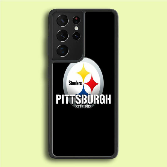 NFL Pittsburgh Steelers 001 Samsung Galaxy S21 Ultra Case-Rubber / Black (2D Case)-Xtracase