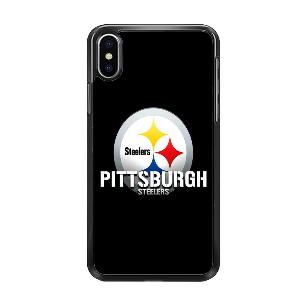 NFL Pittsburgh Steelers 001 iPhone X Case-Rubber / Black (2D Case)-Xtracase