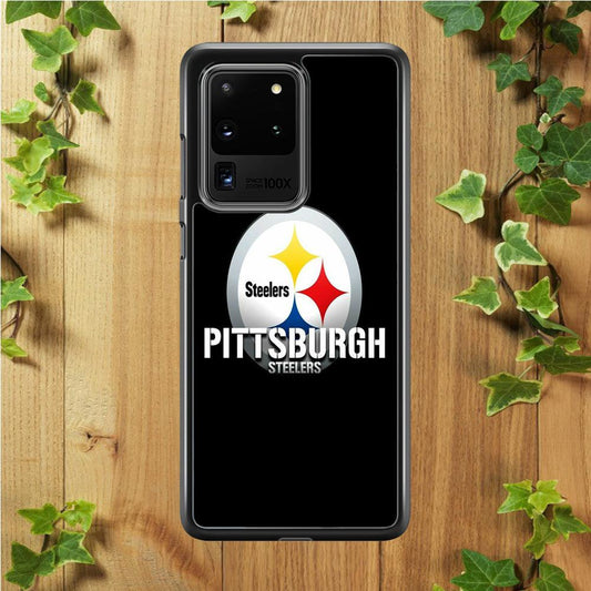 NFL Pittsburgh Steelers 001 Samsung Galaxy S20 Ultra Case-Rubber / Black (2D Case)-Xtracase