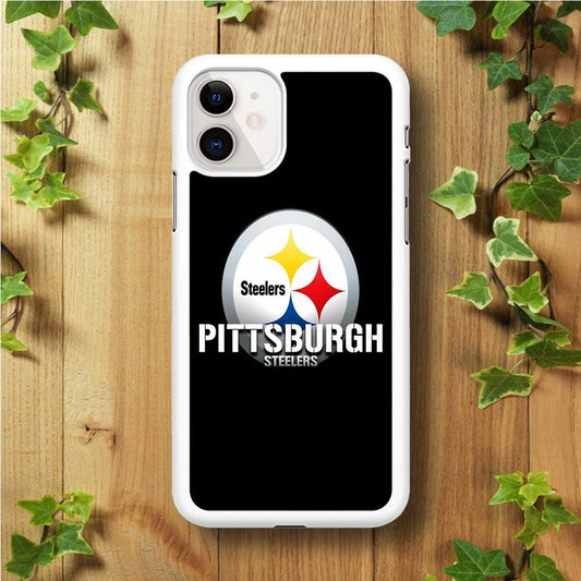 NFL Pittsburgh Steelers 001 iPhone 11 Case-Rubber / White (2D Case)-Xtracase