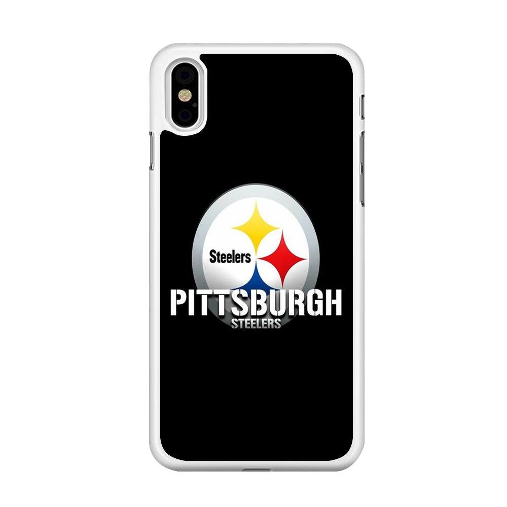 NFL Pittsburgh Steelers 001 iPhone X Case-Rubber / White (2D Case)-Xtracase