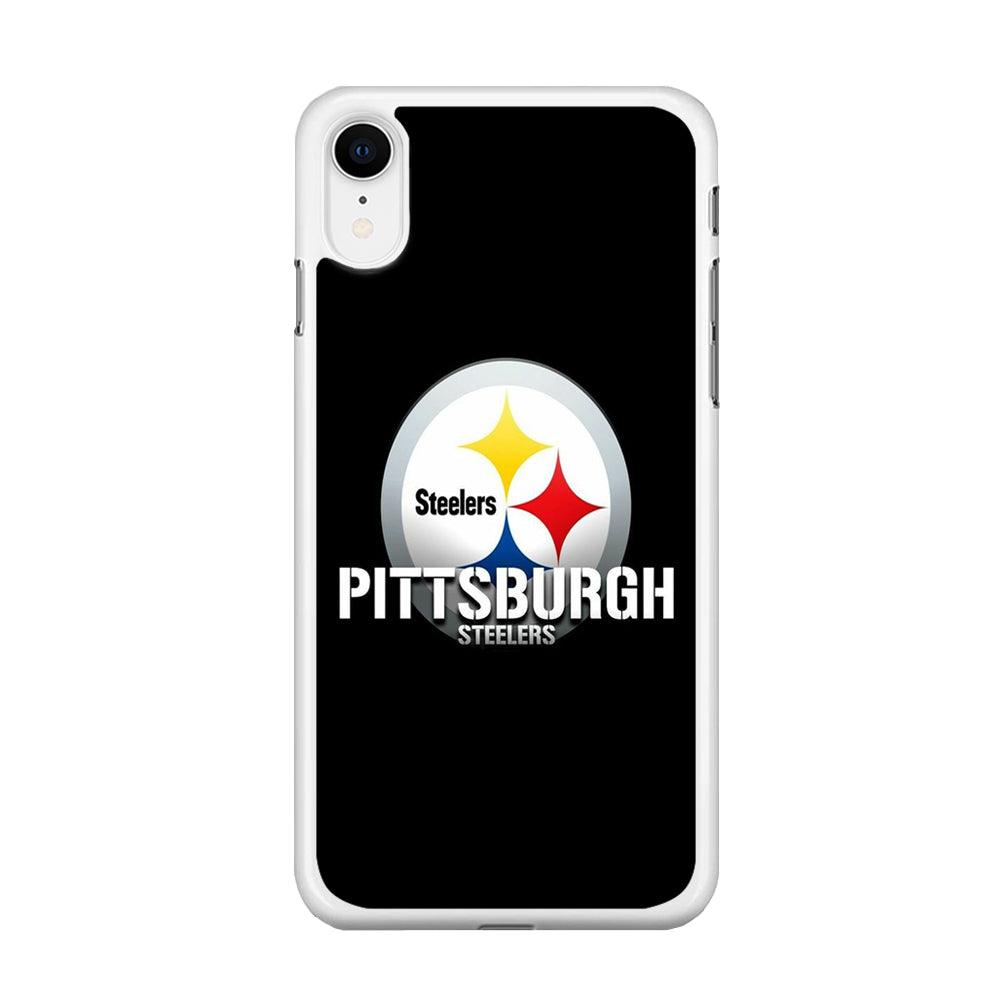 NFL Pittsburgh Steelers 001 iPhone XR Case-Rubber / White (2D Case)-Xtracase