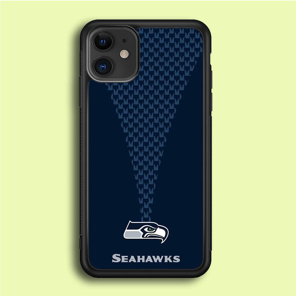 NFL Seattle Seahawks 001 iPhone 12 Case-Rubber / Black (2D Case)-Xtracase