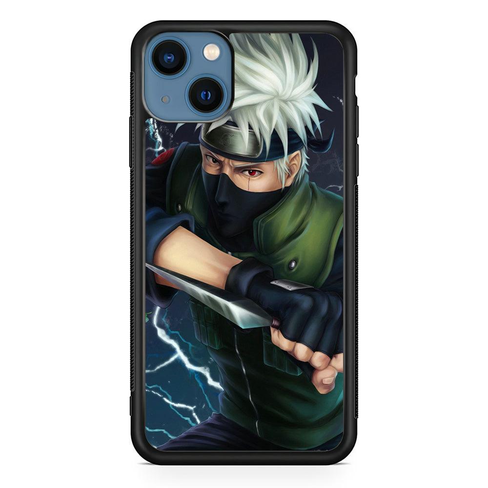 Naruto - Kakashi Hatake iPhone 13 Mini Case-Rubber / Black (2D Case)-Xtracase