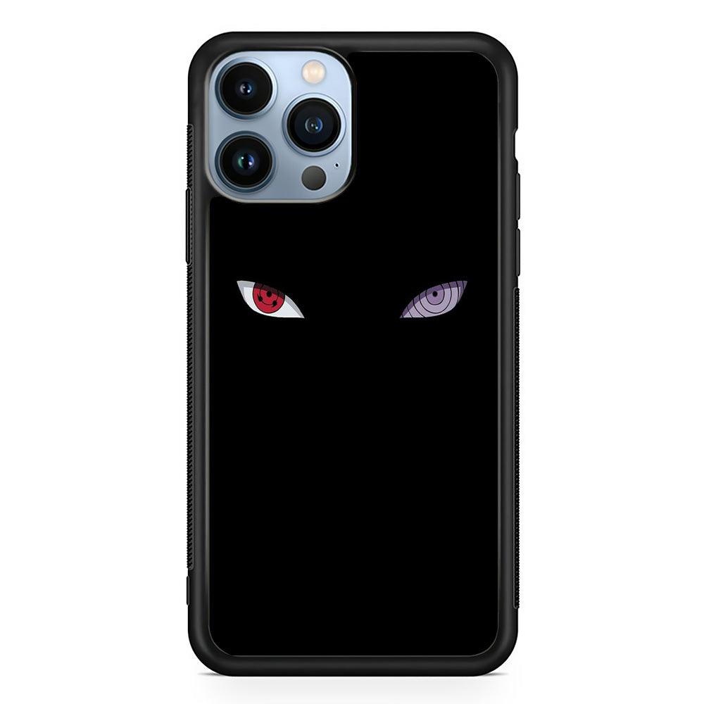 Naruto - Sharingan Rinnegan iPhone 13 Pro Case-Rubber / Black (2D Case)-Xtracase