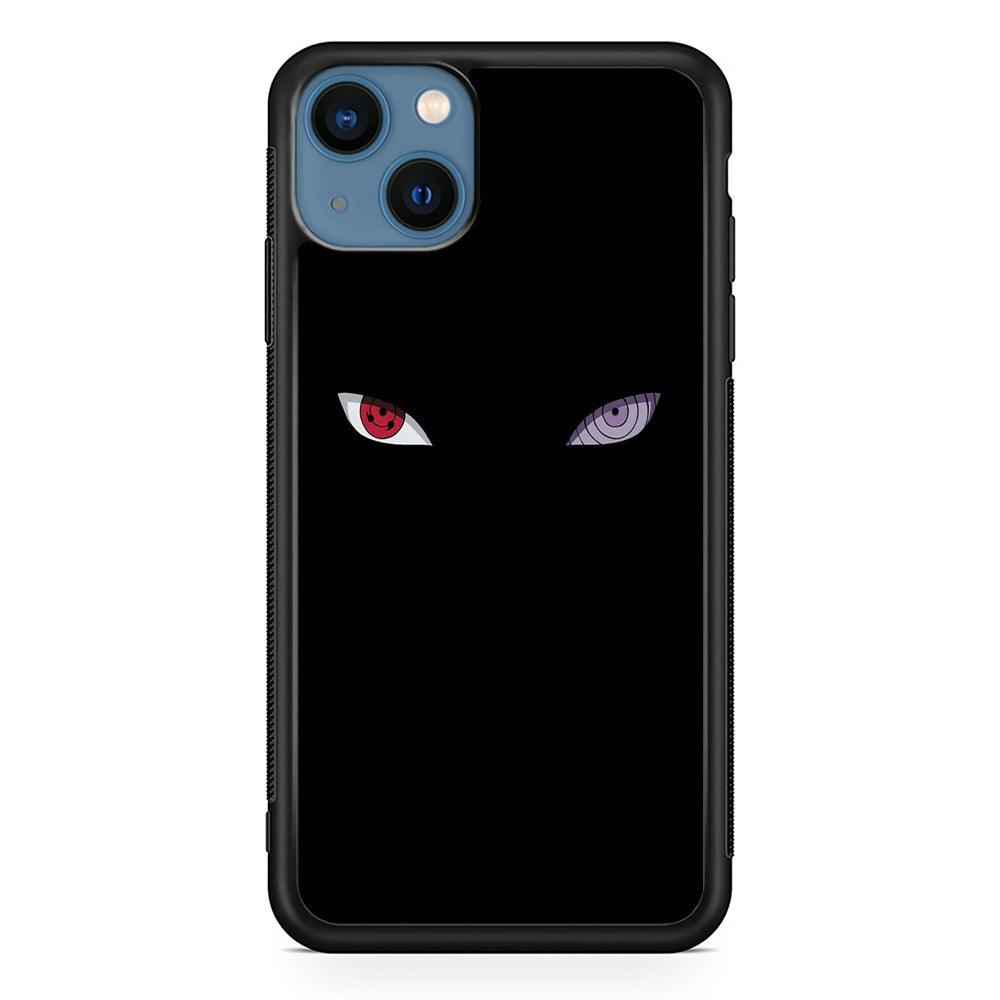 Naruto - Sharingan Rinnegan iPhone 13 Mini Case-Rubber / Black (2D Case)-Xtracase