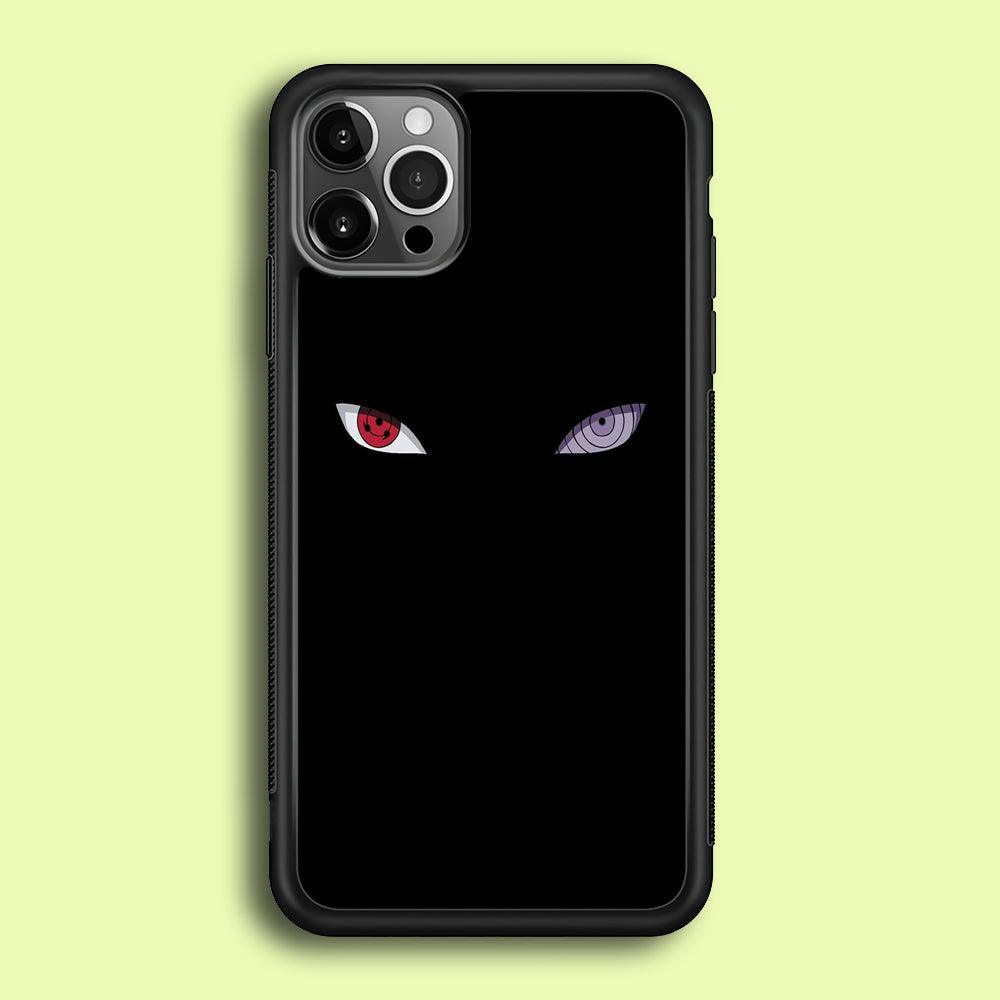 Naruto - Sharingan Rinnegan iPhone 12 Pro Case-Rubber / Black (2D Case)-Xtracase