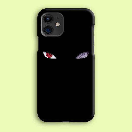 Naruto - Sharingan Rinnegan iPhone 12 Mini Case-Rubber / Black (2D Case)-Xtracase