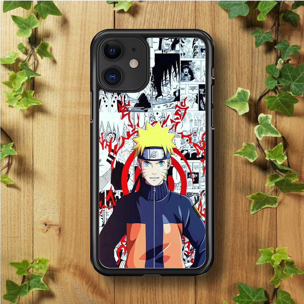 Naruto Comic Background iPhone 11 Case-Rubber / Black (2D Case)-Xtracase