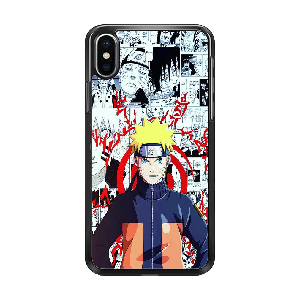 Naruto Comic Background iPhone Xs Case-Rubber / Black (2D Case)-Xtracase