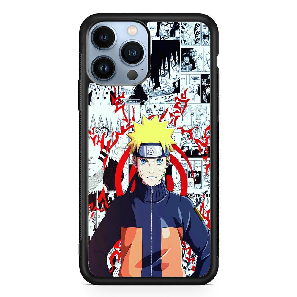 Naruto Comic Background iPhone 13 Pro Case-Rubber / Black (2D Case)-Xtracase