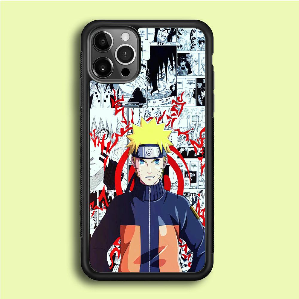 Naruto Comic Background iPhone 12 Pro Max Case-Rubber / Black (2D Case)-Xtracase