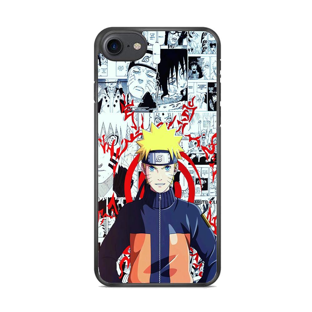Naruto Comic Background iPhone 8 Case-Rubber / Black (2D Case)-Xtracase