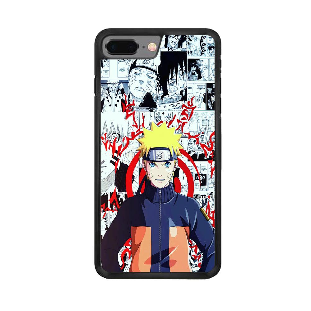 Naruto Comic Background iPhone 8 Plus Case-Rubber / Black (2D Case)-Xtracase