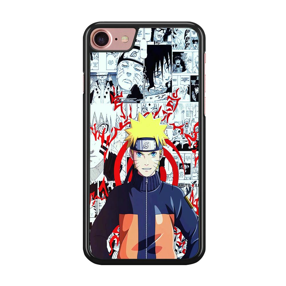 Naruto Comic Background iPhone SE 2020 Case-Rubber / Black (2D Case)-Xtracase