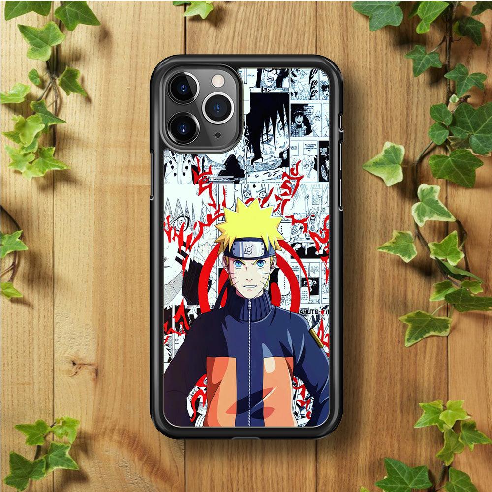 Naruto Comic Background iPhone 11 Pro Max Case-Rubber / Black (2D Case)-Xtracase