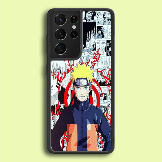 Naruto Comic Background Samsung Galaxy S25 Ultra Case-Rubber / White (2D Case)-Xtracase