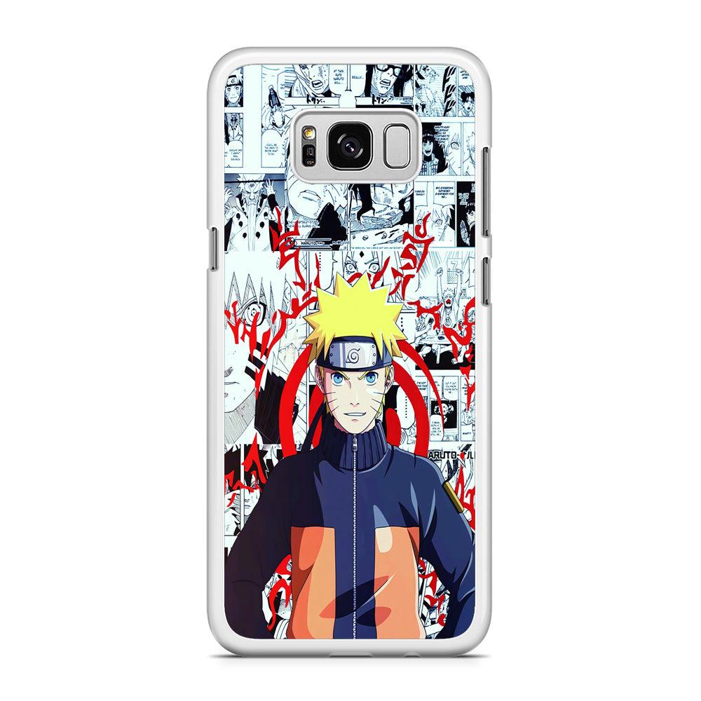 Naruto Comic Background Samsung Galaxy S8 Case-Rubber / White (2D Case)-Xtracase