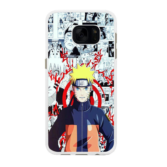Naruto Comic Background Samsung Galaxy S7 Edge Case-Rubber / White (2D Case)-Xtracase