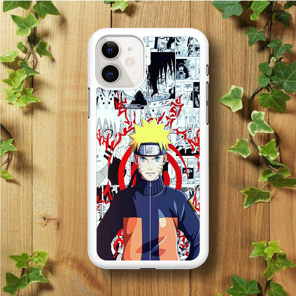 Naruto Comic Background iPhone 11 Case-Rubber / White (2D Case)-Xtracase