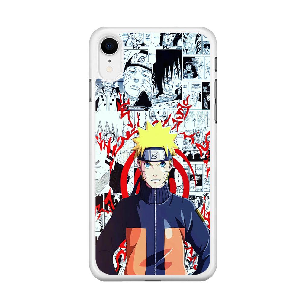 Naruto Comic Background iPhone XR Case-Rubber / White (2D Case)-Xtracase