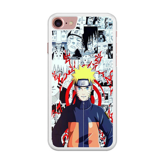 Naruto Comic Background iPhone SE 2020 Case-Rubber / White (2D Case)-Xtracase