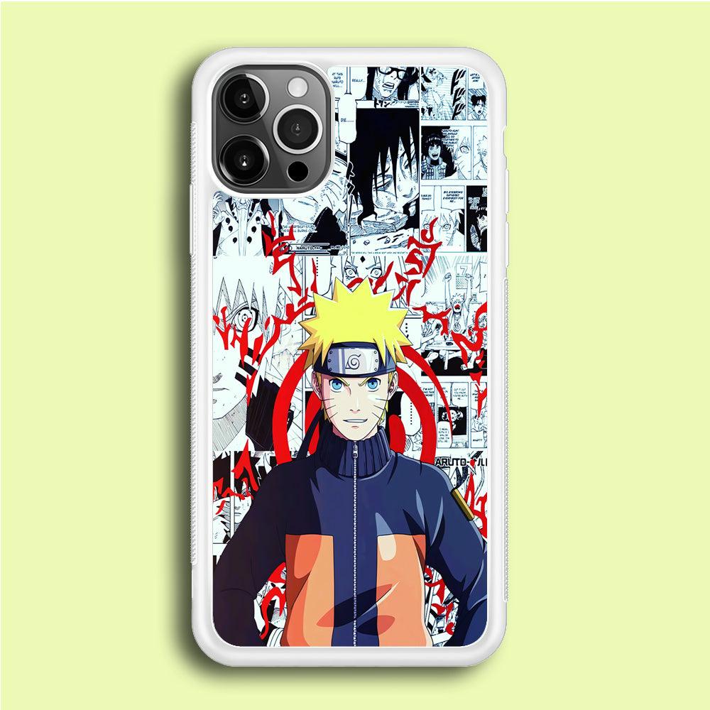 Naruto Comic Background iPhone 12 Pro Max Case-Rubber / White (2D Case)-Xtracase